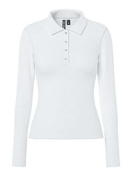 pieces Langarm-Poloshirt PCKITTE LS POLO TOP JRS NOOS mit gerippter Struktu günstig online kaufen