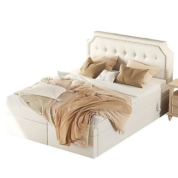 TavilaEcon Polsterbett Doppelbett, Jugendbett, Kopfteil mit dekorativen Nie günstig online kaufen