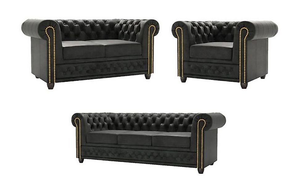 S-Style Möbel Polstergarnitur Chesterfield Anton mit Schlaffunktion 3+2+1 m günstig online kaufen