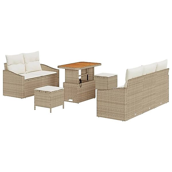 vidaXL Garten-Sofa-Set mit Kissen 8-Tlg Beige Poly Rattan 3362601 günstig online kaufen