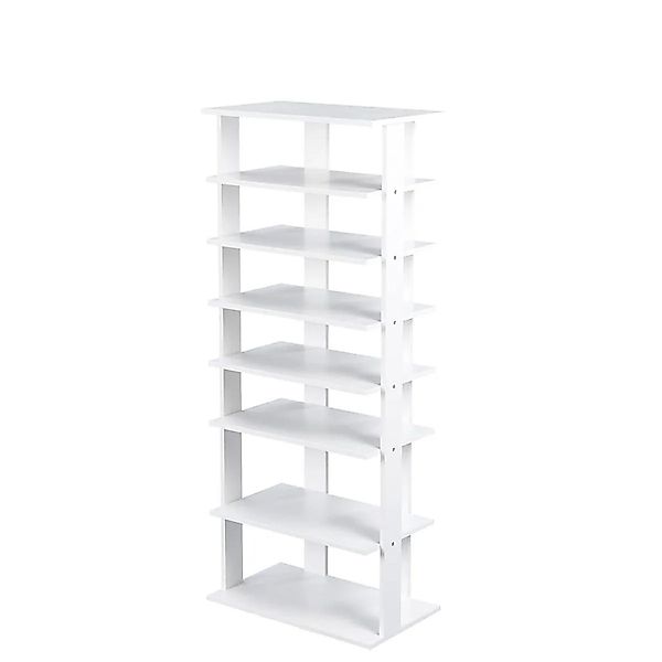 Costway 8 Stufiges Schuhregal Höhenverstellbar Holz Weiß Doppel günstig online kaufen
