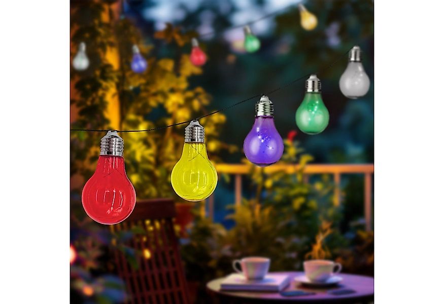 Spetebo LED-Lichterkette Solar Lichterkette mit 10 bunten LED Glühbirnen - günstig online kaufen
