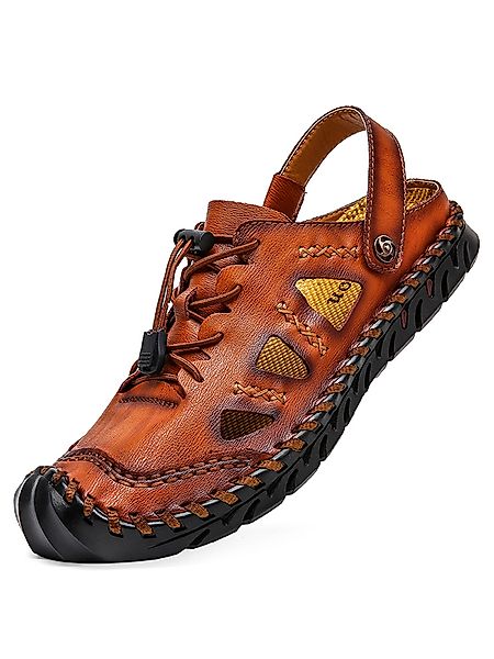 Männer Hand Nähen Leder Rutschfeste Große Größe Casual Outdoor Sandalen günstig online kaufen