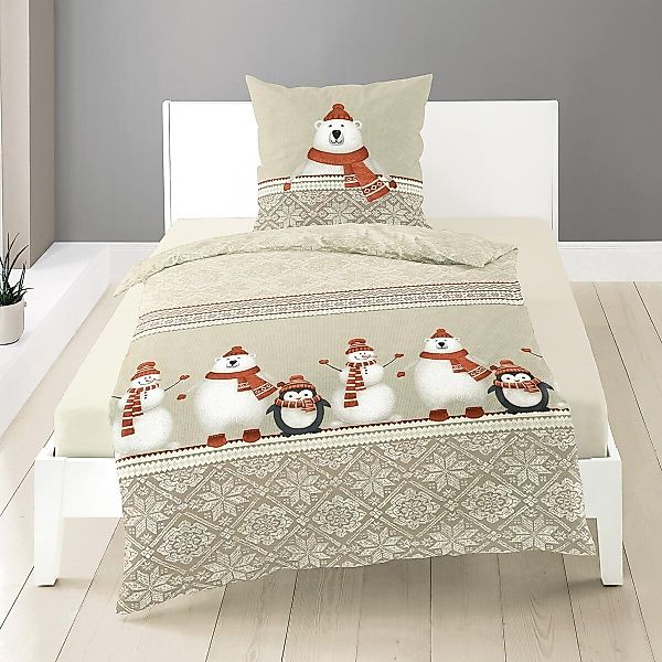 TRAUMSCHLAF Bettwäsche Weihnachtstiere, Biber, 2 teilig, günstig online kaufen