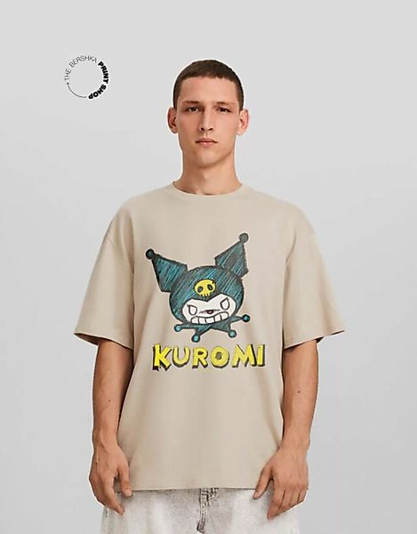 Bershka T-Shirt Kuromi Im Boxy-Fit Mit Print Damen L Camel günstig online kaufen