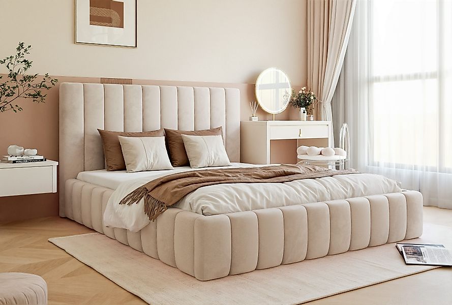 Goldstoff Polsterbett Luxuriöses Schlafzimmerbett mit elegantem günstig online kaufen