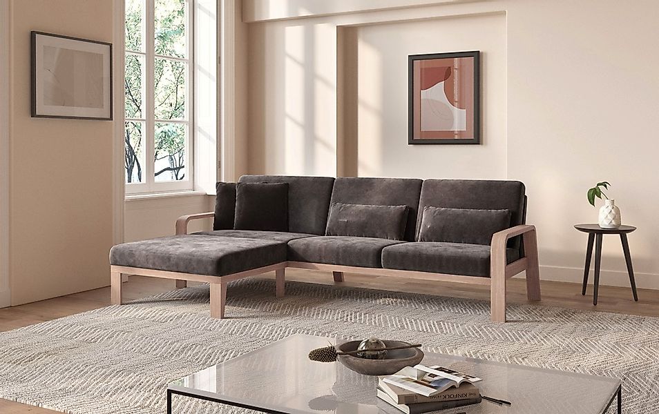 sit&more Ecksofa »Kolding L-Form«, Armlehnen aus Buchenholz in natur, versc günstig online kaufen