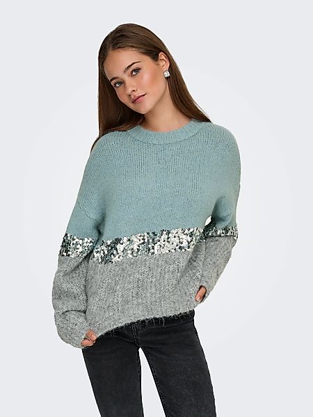 ONLY Rundhalspullover "ONLMAINE LIFE LS SEQUIN BLOCK O-NECK KNT" günstig online kaufen