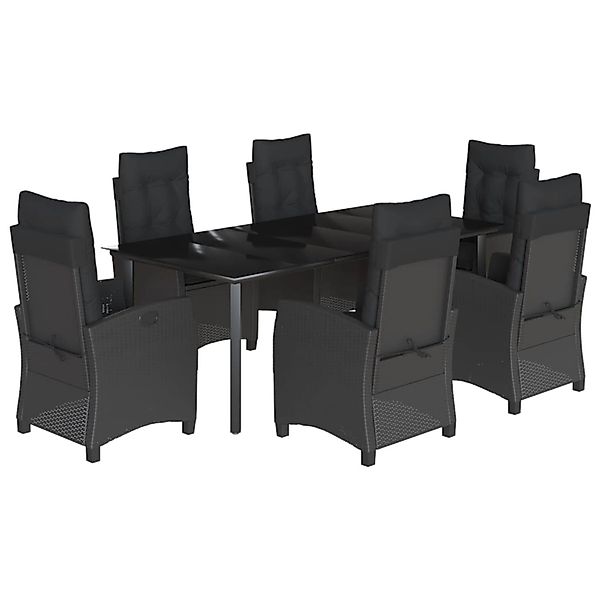 vidaXL 7-Tlg Garten-Essgruppe mit Kissen Schwarz Poly Rattan 3212759 günstig online kaufen