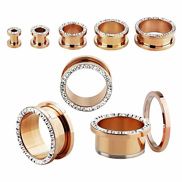 Adelia´s Dehnschnecke "Piercing  Ohrpiercing" Flesh Tunnel PVD Rosè Gold be günstig online kaufen