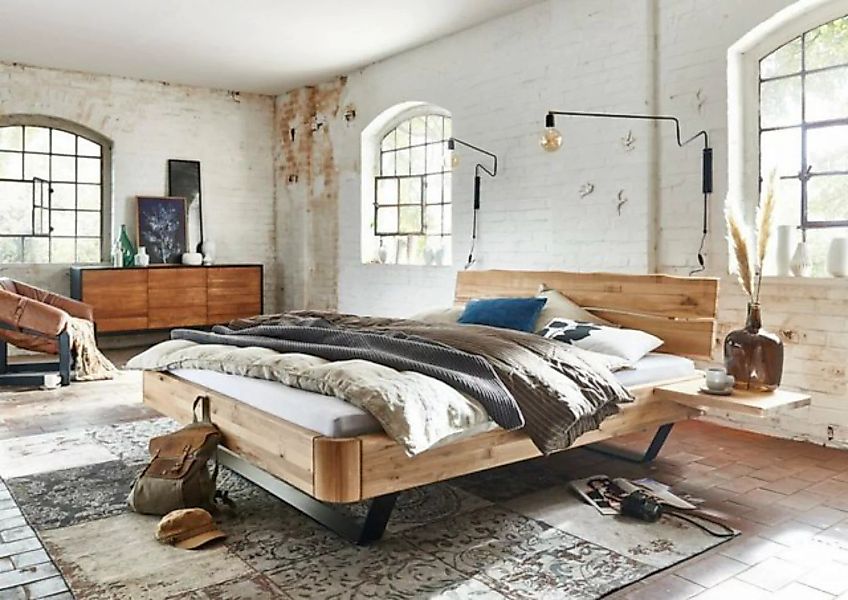 Natur24 Einzelbett Bett Bröndby 160x200cm Wildeiche Bianco mit Kopfteil und günstig online kaufen