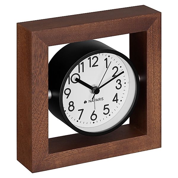 Navaris Tischuhr Analog Holz Tischuhr Quadrat günstig online kaufen