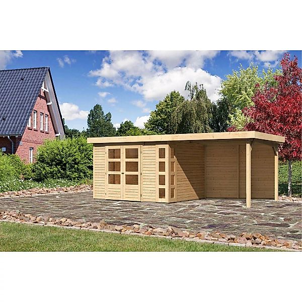Karibu Holz-Gartenhaus Sölve Natur Flachdach Unbehandelt 298 cm x 242 cm günstig online kaufen
