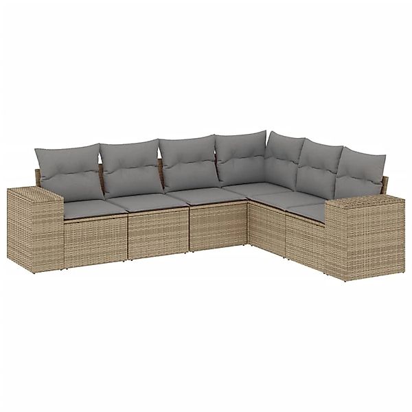 vidaXL 6-Tlg Garten-Sofagarnitur mit Kissen Beige Poly Rattan 3254946 günstig online kaufen