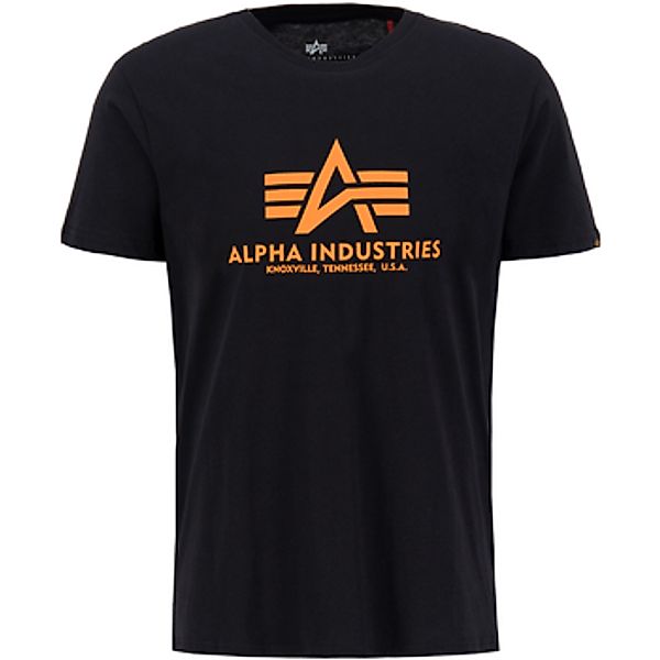 Alpha Industries  T-Shirt Basic T-Shirt Neon Print - black/neon orange günstig online kaufen