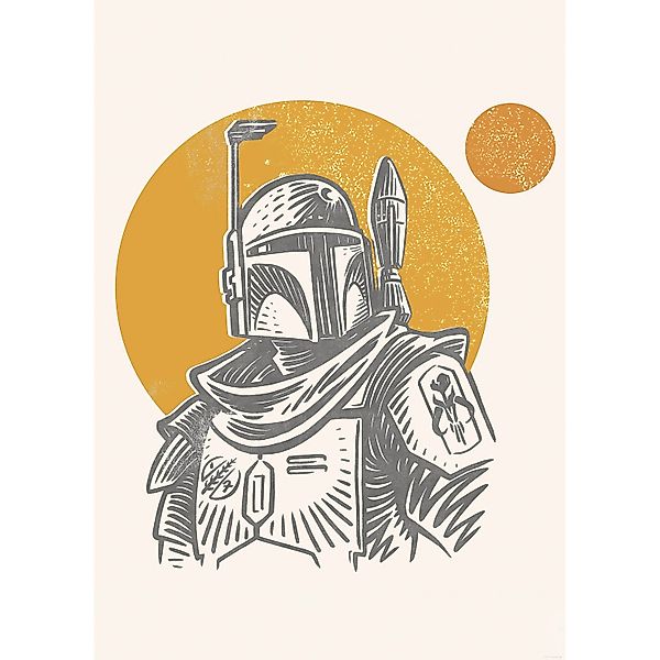 Komar Wandbild Star Wars Boba Fett Illustration Iconic 50 cm x 70 cm Beige günstig online kaufen