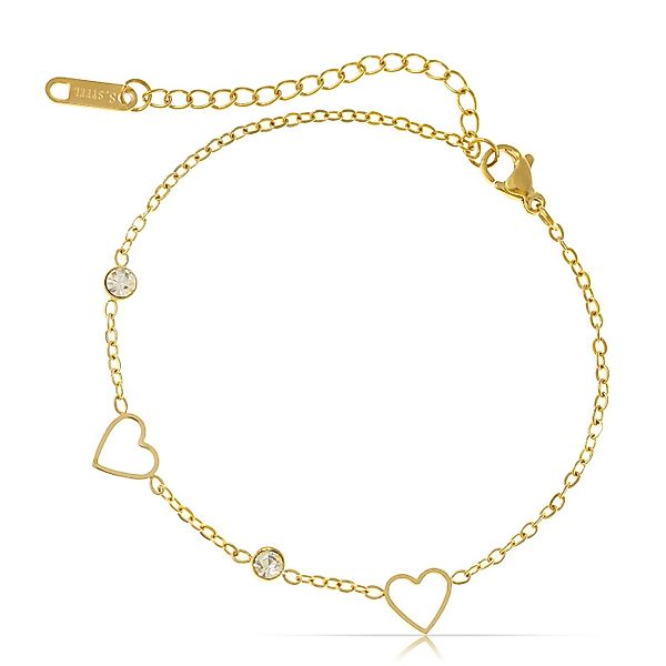Made by Nami Edelstahlarmband Damen Gold mit Perlmutt Herzen Anhängern aus günstig online kaufen