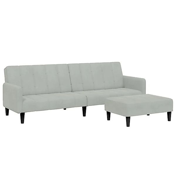 vidaXL Schlafsofa 2-Sitzer mit Fußhocker Hellgrau Samt 3258098 günstig online kaufen