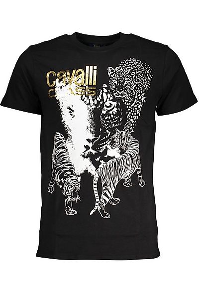 Cavalli Class T-Shirt Stylisches Herren Kurzarm-T-Shirt Schwarz mit Druck günstig online kaufen