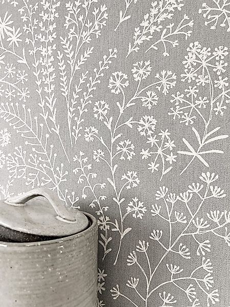 Newroom Vliestapete Rika Grey Tapete Vintage Blumen,Floral,Zweige, Grau Tap günstig online kaufen