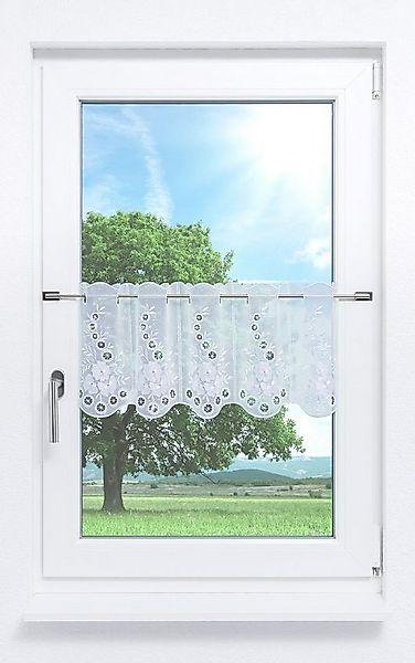 Plauener Spitze® Scheibengardine Blumenspiel (1 St), transparent, HxB 30x48 günstig online kaufen