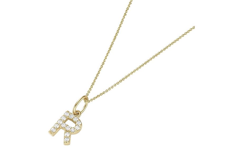 Luigi Merano Kette mit Anhänger Anhänger Buchstabe R mit Zirkonia, Gold 375 günstig online kaufen