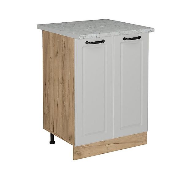 Vicco Unterschrank R-Line, Weiß Landhaus/Goldkraft Eiche, 60 cm AP Marmor günstig online kaufen