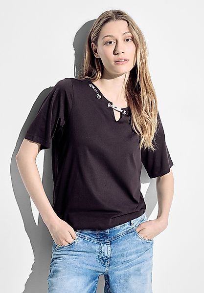 Cecil T-Shirt, mit geschlitztem Rundhalsausschnitt günstig online kaufen