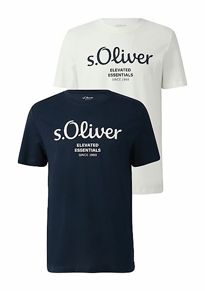 s.Oliver T-Shirt, (2 tlg.), mit großen Logo-Print, im 2er Pack günstig online kaufen