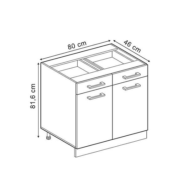 Vicco Küchenunterschrank R-Line Goldkraft Eiche 80 cm ohne Arbeitsplatte günstig online kaufen