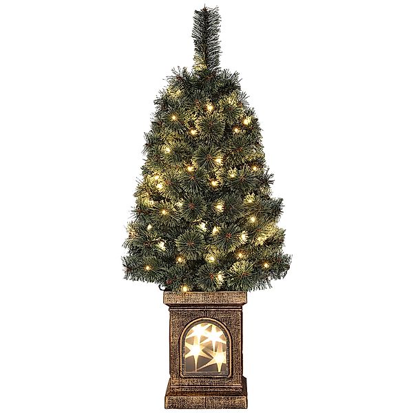 HOMCOM Künstlicher Weihnachtsbaum mit LED-Leuchten, 90 cm Christbaum mit Fe günstig online kaufen