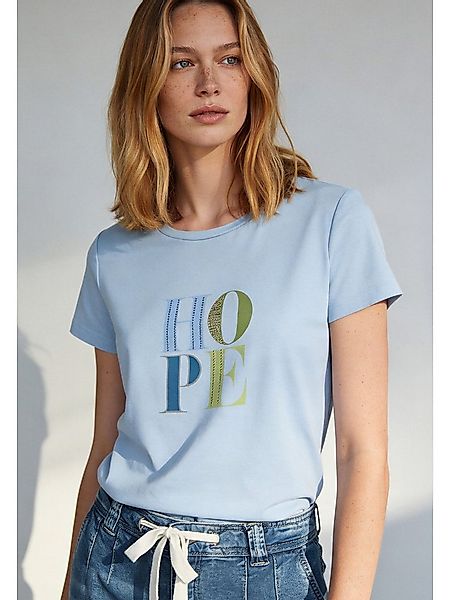 MORE&MORE Kurzarmshirt weiß,1/2 Arm, Glanzsteinchenschrift günstig online kaufen