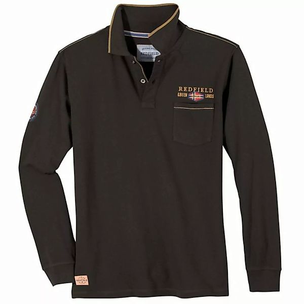redfield Langarm-Poloshirt Große Größen Herren Langarm-Poloshirt braun Gree günstig online kaufen