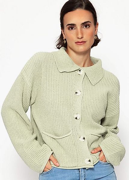 SASSYCLASSY Cardigan Oversize Strickjacke Damen mit Kragen Elegant Lässiger günstig online kaufen