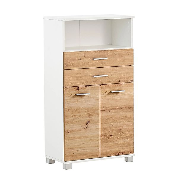 Schildmeyer Highboard Palermo HB 600 Weiß-Eiche 110,5 cm x 32,6 cm x 59,8 c günstig online kaufen