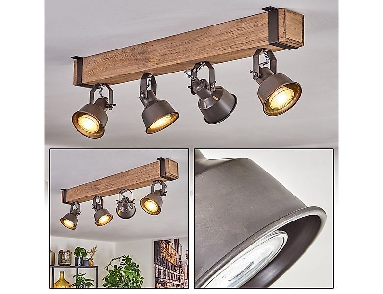 hofstein Deckenleuchte Deckenlampe verstellbar aus Metall/Holz in Grau/Natu günstig online kaufen