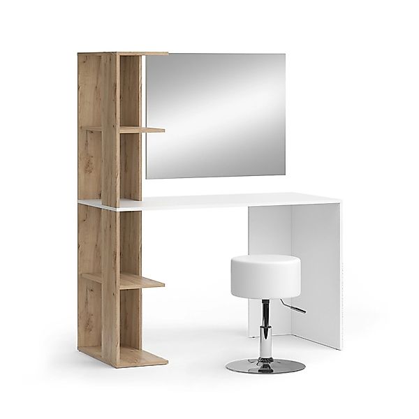 Vicco Schminktisch Tower Weiß/Sonoma/Sonoma 122.2 cm mit Hocker günstig online kaufen