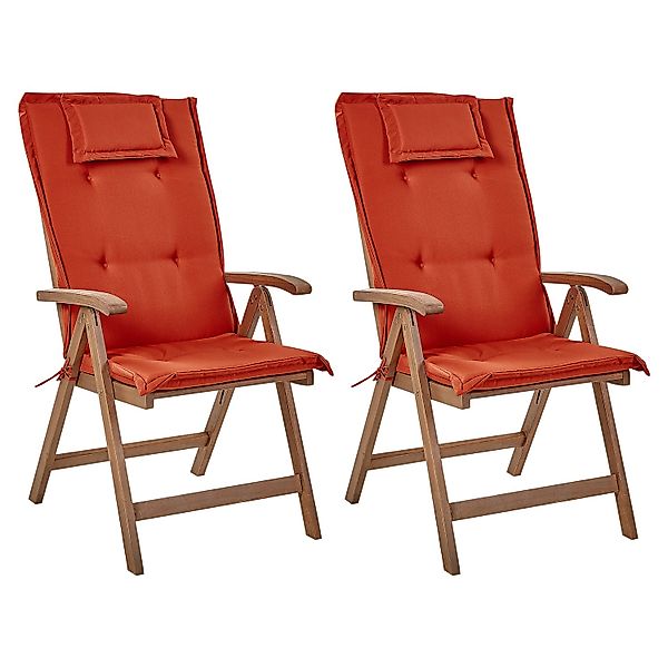 Beliani Klappbare Gartenmöbel Dunkler Holzfarbton Rot 69x54x105 günstig online kaufen