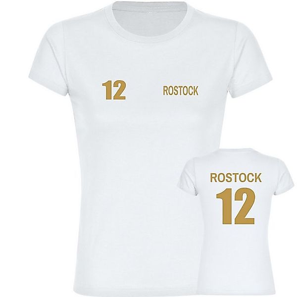 multifanshop T-Shirt Damen Rostock - Trikot Nummer 12 gold - Frauen günstig online kaufen