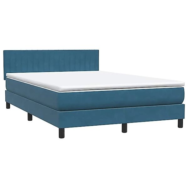 vidaXL Boxspringbett mit Matratze Dunkelblau 140x210 cm Samt 3316405 günstig online kaufen