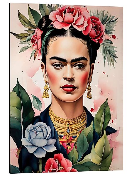 Posterlounge Wandbild Frida Kahlo mit Rosen, günstig online kaufen