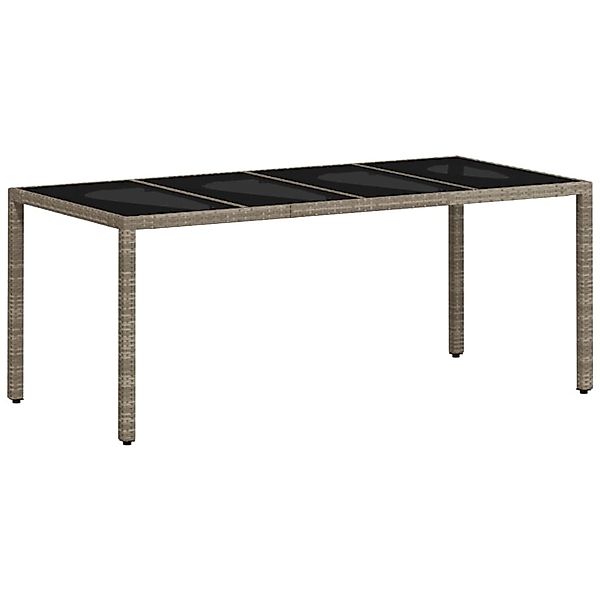 vidaXL Gartentisch mit Glasplatte Hellgrau 190x90x75 cm Poly Rattan 368128 günstig online kaufen