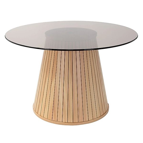 ML-Design Couchtisch mit Glasplatte Rund Ø80x50 cm Holz-Optik Braun günstig online kaufen