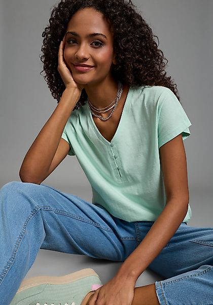 Flashlights V-Shirt V-Ausschnitt, mit Knopfleiste, figurumspielende Passfor günstig online kaufen