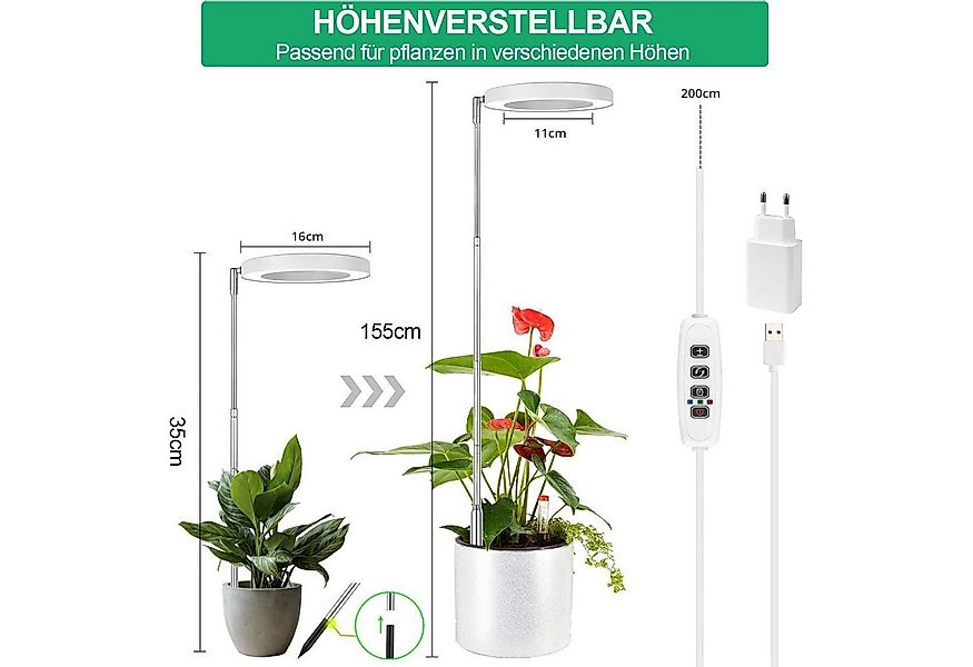 Jibenhome Pflanzenlampe Vollspektrum LED Pflanzenlicht, Höhenverstellbar 35 günstig online kaufen