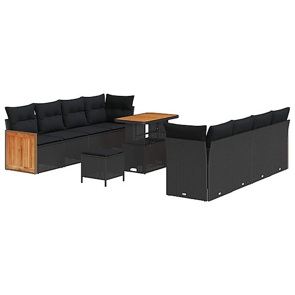 vidaXL Gartensofa-set mit Kissen 12-Tlg Schwarz Poly-Rattan 3365229 günstig online kaufen