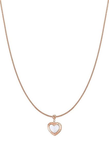 Hey Happiness Lange Kette Edelstahl Damen Herz 18K Gold Roségold, Perlmutt günstig online kaufen