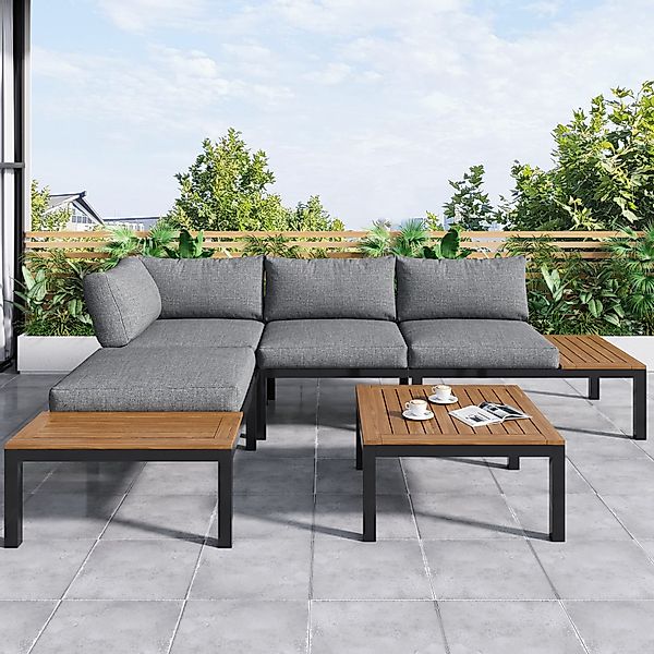 Flieks Gartenlounge-Set, (3-tlg), 4-Sitzer Gartenmöbel Stahl günstig online kaufen