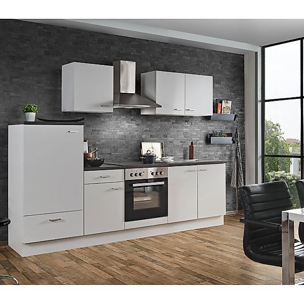 Menke Küchenzeile White Classic 270 cm Weiß-Marmor-Optik günstig online kaufen