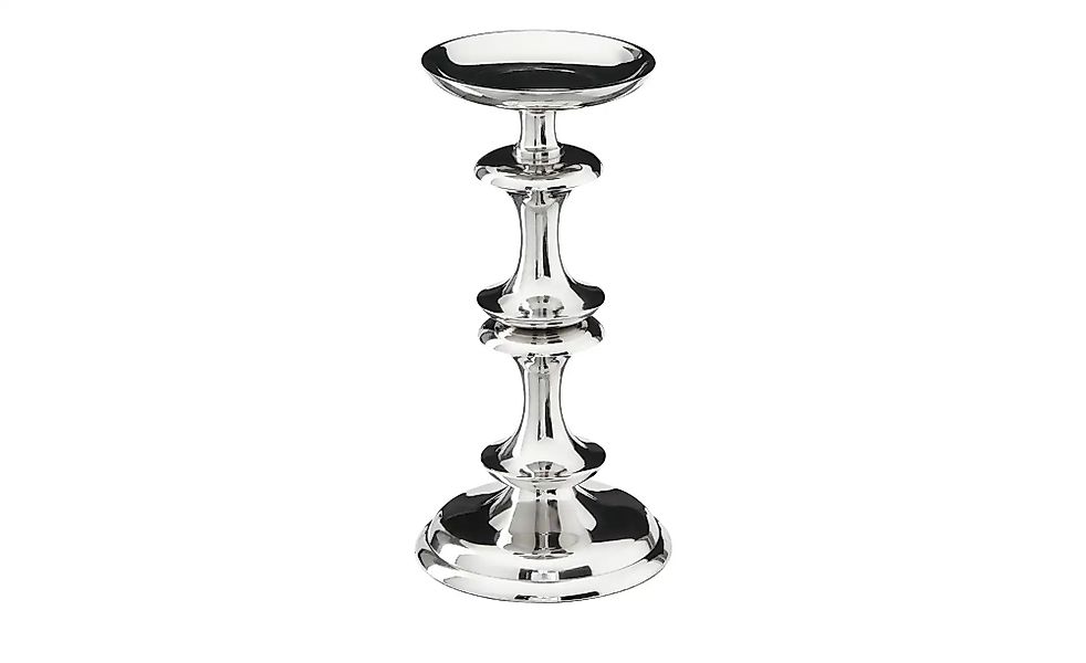 HOME STORY Kerzenständer   ¦ silber ¦ Aluminium ¦ Maße (cm): H: 24  Ø: 12 A günstig online kaufen